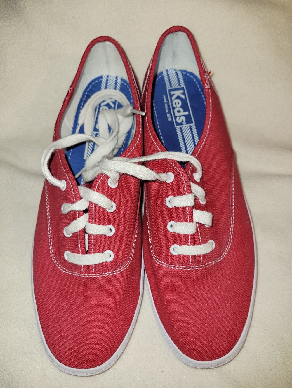 Red Canvas Keds Champion Originals Sneakers Size 9 White Laces Rubber Outsole
